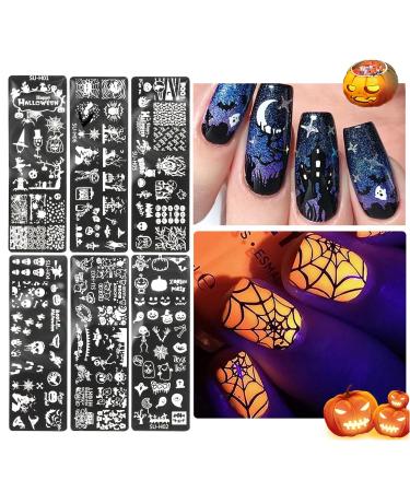 TT-Halloween Nail Stamping Platte Skull Pumpkin Ghost Nail Art Stamp Stamp Stamps Stamp Plate Nail Nail Stamping Stamper Stammlone Nail Art Plates for M dche (B)