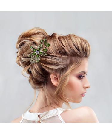 FRCOLOR Vintage Women s Flower Crystal Hair Clips - Elegant Green Hair Accessories for International Shipping - Buy Online on GoSupps.com