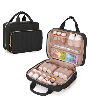 Damero Pill Bottles Bag Daily Tablet Box Organiser Medicine Storage Travel Carrying Bag for Pills Bottles Vitamin Box and Medical Supplements Black 30.5x 11.4x 25.4CM Black - Buy Online on GoSupps.com