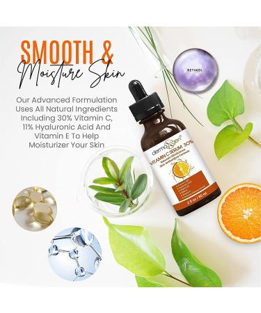 Dermaxgen 30% Vitamin C Serum with Hyaluronic Acid & Vitamin E - Anti Aging, Anti Wrinkle, Skin Rejuvenator - 2 FL OZ - Buy Online on GoSupps.com