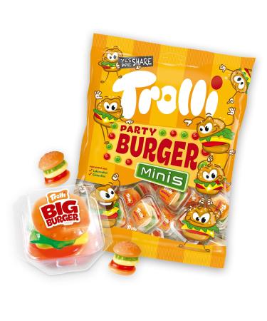 Trolli Burger Sachet Set 170g Mini Burgers + 1 Big Burger 50g Bonbons g lifi s cultes partager Mix sucr pour anniversaire BBQ & Candy Bar Chaque burger emball individuellement