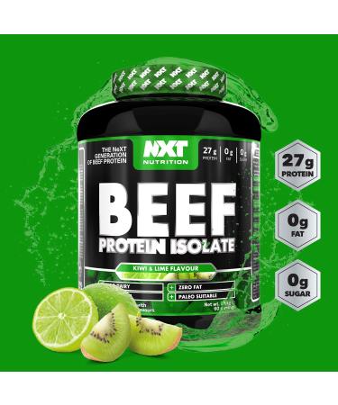 NXT Nutrition Beef Protein Isolate Powder - High in Natural Amino Acids - Paleo Keto Friendly - Dairy & Gluten Free | 1.8kg (Kiwi & Lime) - Buy Online on GoSupps.com