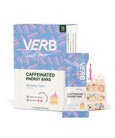Verb Energy - Birthday Cake Caffeinated Snack Bars - 110-Calorie Low Sugar Energy Bar - Keto Friendly Nutrition Bars - Vegan Snacks - Gluten Free with Organic Green Tea 26g (Pack of 16) Birthday Cake 16 Count (Pack of 1)