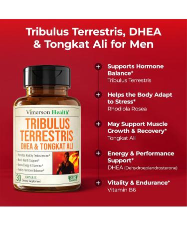 Testosterone Supplement & Tribulus Terrestris For Men with DHEA 100mg Magnesium Zinc Tongkat Ali & Rhodiola Rosea Muscle Builder Libido Support & B6 Vitamins for Men 1 Capsule a Day 30 Count - Buy Online on GoSupps.com