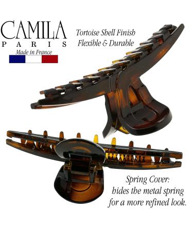 Camila Paris CP2371 French Hair Clip for Women - Narrow Double Teeth Claw Clip for Strong Hold - Fashionable Tortoise Shell Design - Made in France - Buy Online on GoSupps.com