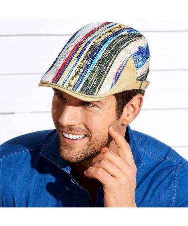 PORSYOND Men Flat Cap Newsboy Hat Beret Cabbie Ivy Patchwork Adjustable Gatsby F-khaki OS - Buy Online on GoSupps.com