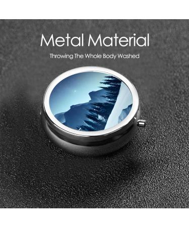 Snowy Forestround Pill Box - 3 Compartment Portable Organizer for Travel & Purse | Best Pill Box for Easy Medication Management - Buy Online on GoSupps.com