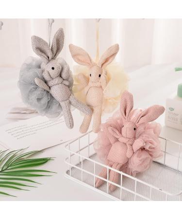 Shop Bath Sponge Shower Loofah Set - Kids Pink & White Rabbit Sponges for Travel & Bathing - Buy Online on GoSupps.com