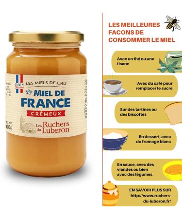 Les Ruchers du Luberon - Creamy French Honey 500g - French Raw Honey - Natural - Unfiltered - Unpasteurized - Naturally Cryst - Buy Online on GoSupps.com