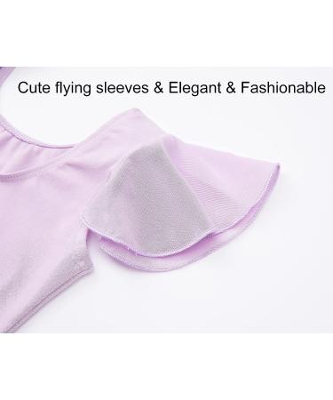 Domusgo Girls Ruffle Sleeve Ballet Gymnastics Leotard | Pink Black Purple | Size 3-4T - Buy Online on GoSupps.com