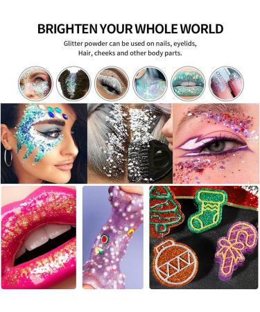 10 Colors Body Glitter Cosmetic Glitter - Face Glitter Chunky Glitter - Face Glitter Festival Hair Glitter with Glue and Brush for Body Hair Nails Stage Halloween Party Pink - Buy Online on GoSupps.com