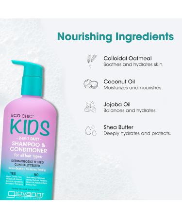GIOVANNI Eco Chic Kids 2 in 1 Shampoo & Conditioner - Vegan Gentle Formula for All Hair Types - 16.4 Fl Oz - Best Kids Shampoo & Conditioner - Buy Online on GoSupps.com