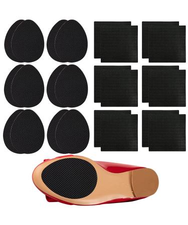 24Pcs Non-Skid Shoe Pads, Anti-Slip Shoe Grips for High Heels, Self-Adhesive Non-Slip Shoes Pads, Wear-Resistant Rubber Sole, Non-Slip Noise Reduction for Men&Women's Boots, Flats Etc (Black)