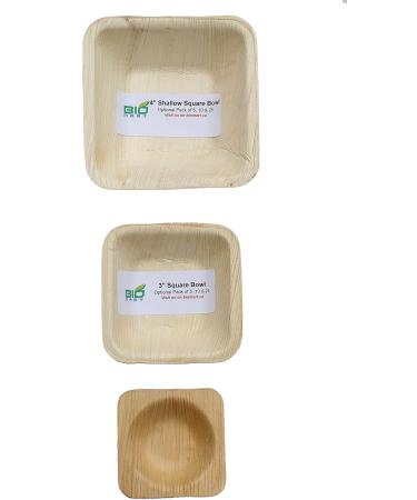 Pack of 10 Eco-Friendly Disposable Leaf Bowls - 4" Square Bowls | Sustainable Biodegradable Tableware for Parties and Events - Buy Online on GoSupps.com