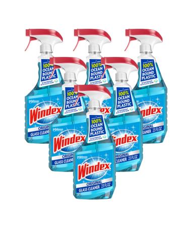 Windex Original Glass and Window Cleaner Spray Bottle, Original Blue, 23 fl oz - Pack of 6 23 Fl Oz (Pack of 6)