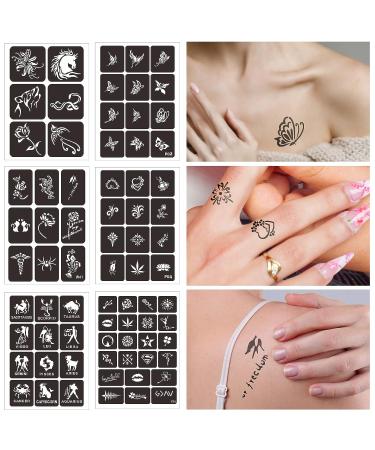 Sainyarh Henna Tattoo Stencils - 12 Sheets for Kids, Teens, and Adults | Airbrush Tattoo Stencils - Reusable and Easy to Use | Henna Tattoo Kit with 120 Unique Designs - Buy Online on GoSupps.com