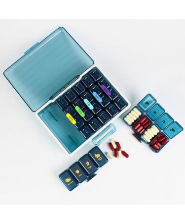 Big Premium Medicine Organizer Box - 7-Day Pill Box with Large Compartments - Portable Medicine Organizer for Pills & Supplements (Blue - 4 Compartments - Buy Online on GoSupps.com