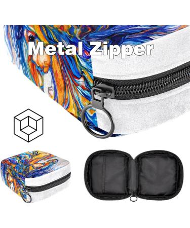 Colorful Art Horse Period Pad Storage Bag - Animal Print Tampon & Sanitary Napkin Pouch - Buy Online on GoSupps.com