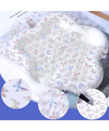 Gjinxi Butterfly Nail Art Stickers 5D Shell Butterfly Butterfly Lace Nail Art Stickers Decals 4 Sheets Vintage Holographic Nail Decals Self-Adhesive Nail Accessories for Women and Girls - Buy Online on GoSupps.com