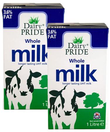 2 x 1 Litre Longer Lasting UHT Whole 3.5% Fat Milk
