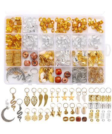 241PCS Hair Jewelry for Women Braids  Hair Beads Metal Gold Silver Braids Rings Cuffs Clips for Dreadlock Accessories Hair Decorations