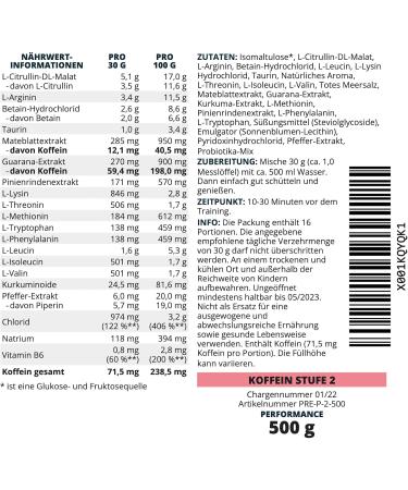 Brandl Pre-Workout Booster | Guarana Yerba-Mate EAA Amino Acids | XXL 500G | Beat Your Fitness Goals! - Buy Online on GoSupps.com