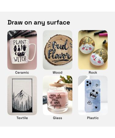 ARTISTRO Black Paint Pens Set - 5 Water Based Markers for Rock, Ceramic, Glass, Wood, Fabric & More - Extra Fine Point Tip for Acrylic Painting - Buy Online on GoSupps.com