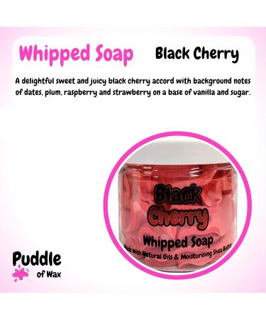 Black Cherry Whipped Soap Body Wash - 150g - Natural Oils and Butters - Fruity Scent - Vegan Friendly - Puddle of Wax - Made in the UK - Buy Online on GoSupps.com