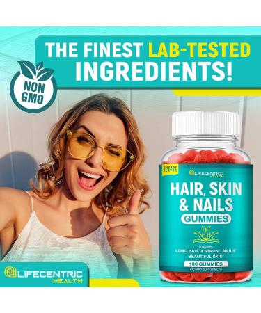 Hair Skin and Nails Gummies with High Potency Biotin 5000mcg | Gluten Free Hair Vitamins for Hair Growth | Tasty Gummies for Women, Men, and Kids - Buy Online on GoSupps.com