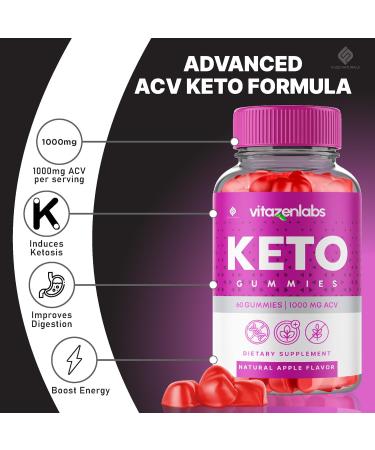 VitazenLabs Keto Gummies (2 Pack) - ACV 1000mg Apple Cider Vinegar Supplement for Men & Women | Vegan Formula 120 Gummies - Buy Online on GoSupps.com