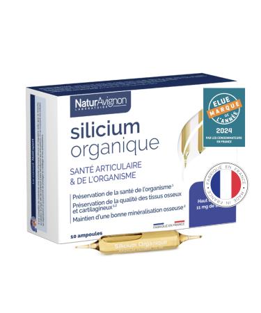 NaturAvignon Silicium Organique liquide | Articulation cartilage os systeme immunitaire adulte | silice naturelle | Silicium 4 X plus biodisponible | 10 ampoules I Fabriqu en France