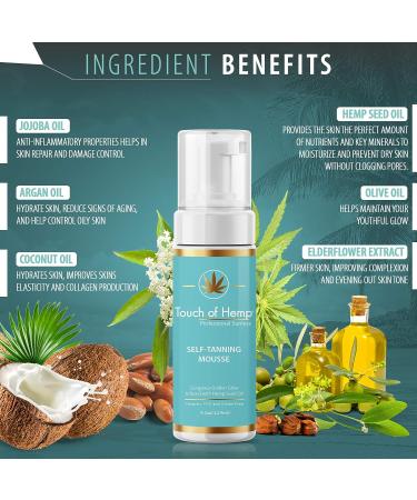 Touch of Hemp Premium Self-Tanning Mousse | Sunless Streak Free Foam | Quick Drying | Natural Golden Tan | Best Self Tanner - Buy Online on GoSupps.com