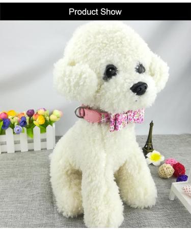 Newtensina Fashion Dog Collar with Bow Ties Girl Flower Pattern Bow Tie Puppy Collars for Cats Dogs - Pink - M M Pink - Buy Online on GoSupps.com