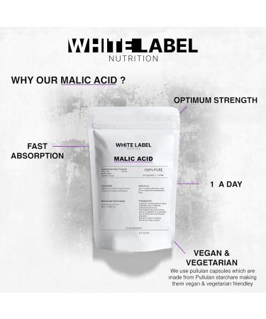 White Label Nutrition Malic Acid Supplement - High Potency | 30 Capsules | 900mg | UK Made | GMO-Free - Buy Online on GoSupps.com