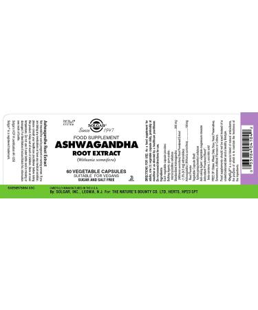 Solgar Ashwagandha Root Extract 60 Veg Capsules | Stress Relief & Wellness - Buy Online on GoSupps.com