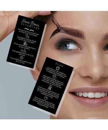 Brow Henna Aftercare Cards | 2x3.5 Business Card Size | Brow Artist Supplies | Henna Brow Care Tips | Black and White Design - Buy Online on GoSupps.com
