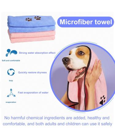 KSvaye 2-Pack Extra Absorbent Microfiber Dog Towels - Quick-Drying Pet Bath Towels (90x50 cm) for Dogs & Cats - Soft Blue & Pink - Buy Online on GoSupps.com