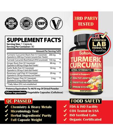 6-IN-1 Turmeric Curcumin Supplement - 90 Capsules - Joint & Muscle Support with Ginger, Garlic, Rosemary & Black Pepper - Immune & Digestive Health Booster - 3 Month Supply - Buy Online on GoSupps.com