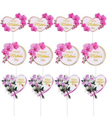 12 Pcs Mothers Day Cake Topper Mothers Day Party Cake Decorations Mothers Day Cupcake Topper