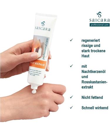 Saicara Foot Repair Cream 100ml | Intensive Urea & Horse Chestnut for Dry Cracked Skin Treatment - Buy Online on GoSupps.com