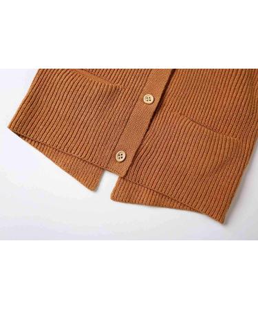 SMILING PINKER Toddler Girls Knit Cardigan 12-24 Months Camel - Soft Warm Sweaters with Pockets - Buy Online on GoSupps.com