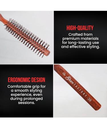Buy The Shave Factory Static-Free Round Wooden Styling Brushes | Professional Salon & Home Use | Brown Model 39 - Long-Lasting Shine - Buy Online on GoSupps.com