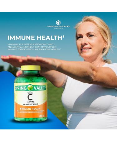Spring Valley Vitamin C 1000mg with Rose Hips, 250 Count Tablets + Free 7 Day Pill Organizer - Dietary Supplement - Buy Online on GoSupps.com