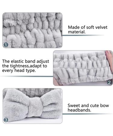 4Pack Spa Headband MORGLES Facial Makeup Headband Bowknot Elastic Headband with Face Scrubber& Face Mask Brush for Women Washing Face and Skincare (Gray White Black Blue) Style 2 - Buy Online on GoSupps.com