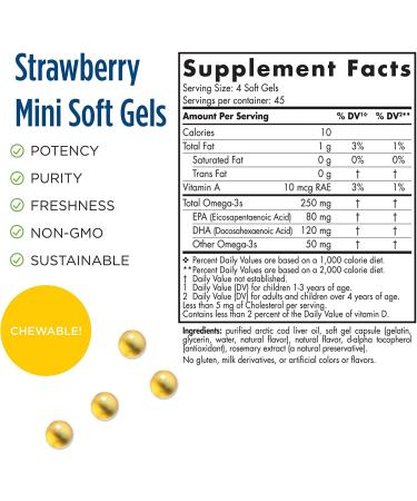 Nordic Naturals Children's DHA 250mg - Strawberry Flavor, 180 Mini Soft Gels for Ages 3-6 - Buy Online on GoSupps.com