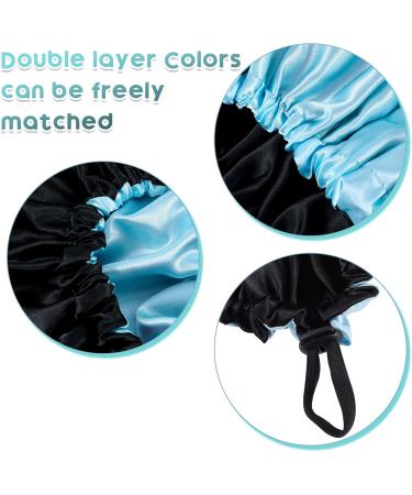 NADONEL 2 Pcs Silk Bonnet Sleep Cap Adjustable Silk Bonnet Sleep Cap Waterproof Satin Hair Cap Night Cap Double Layer Satin Bonnet for Women Girls Black Curly Hair (Blue+Green) - Buy Online on GoSupps.com