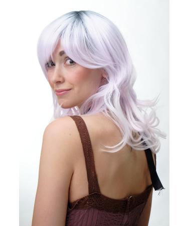 WIG ME UP YZF-7325-1001 | Ladies Pink-Gray Curly Wig for Cosplay | Medium Length Dark Grey & Light Pink Hair - Buy Online on GoSupps.com