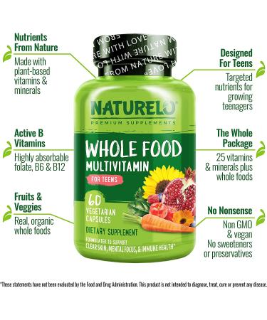 Naturelo Whole Food Multivitamin for Teen Boys & Girls - 60 Capsules | Best Nutritional Support - Buy Online on GoSupps.com