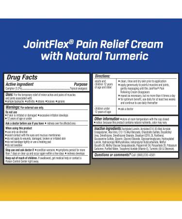 JointFlex Pain Relief Cream with Turmeric - 3 oz Tube for Arthritis and Joint Pain - Buy Online on GoSupps.com