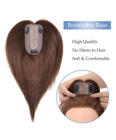 Clip-In Real Hair Extensions Topper for Women | 130% Density 35cm Medium Brown (#04) | Premium Quality Hair Parts & Toupee - Buy Online on GoSupps.com